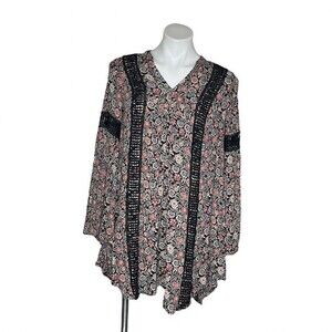 KNOX ROSE Swing Tunic Top Mixed Print Size Small Mini Dress Boho